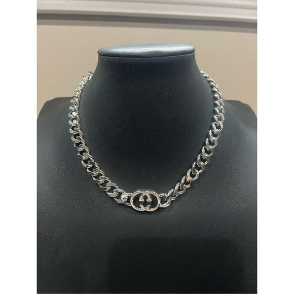 Gucci double g silver tone choker style necklace - Picture 1 of 6